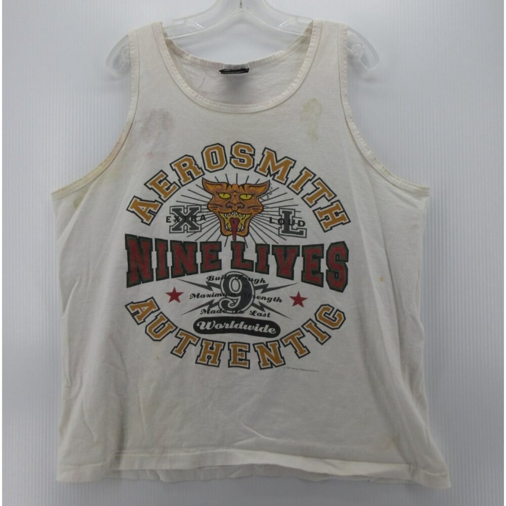 VINTAGE Aerosmith Shirt XL 1997 Nine Lives Concert Band Giant Tank *